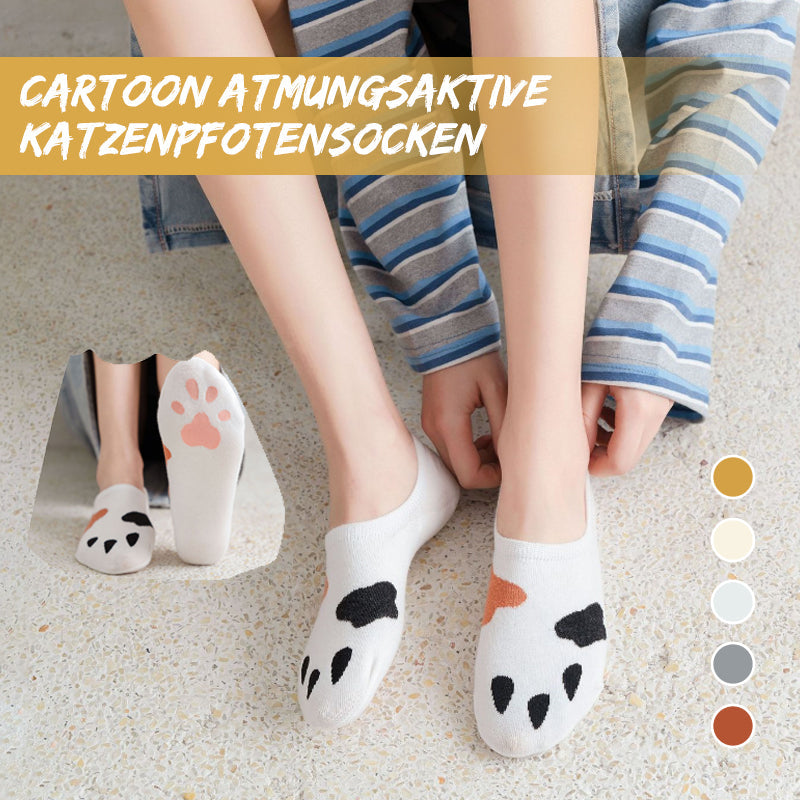 Damen Sommer Cartoon atmungsaktive Katzenpfotensocken