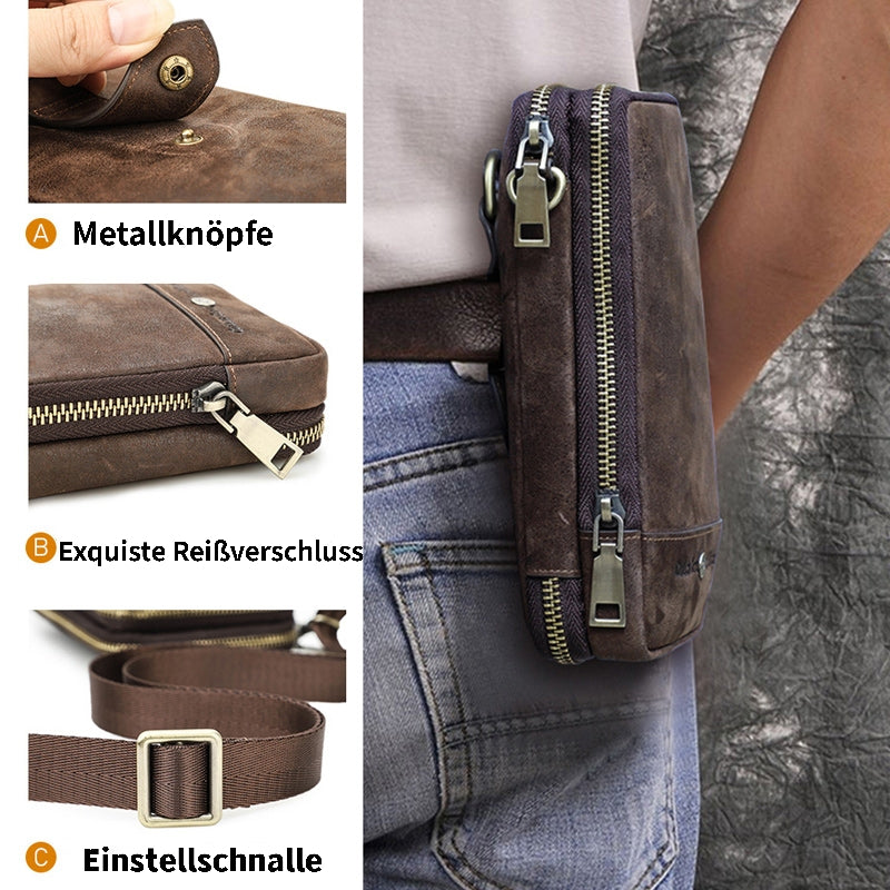 Retro-Umhängetasche & Gürteltasche aus Leder für Herren