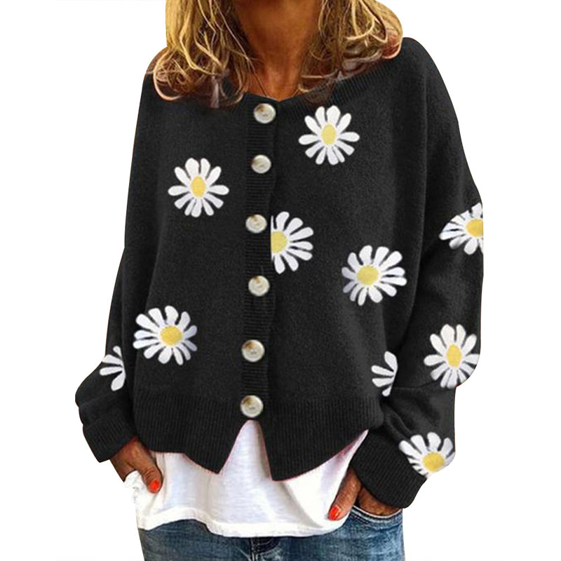 Süße Strickjacke mit Gänseblümchen